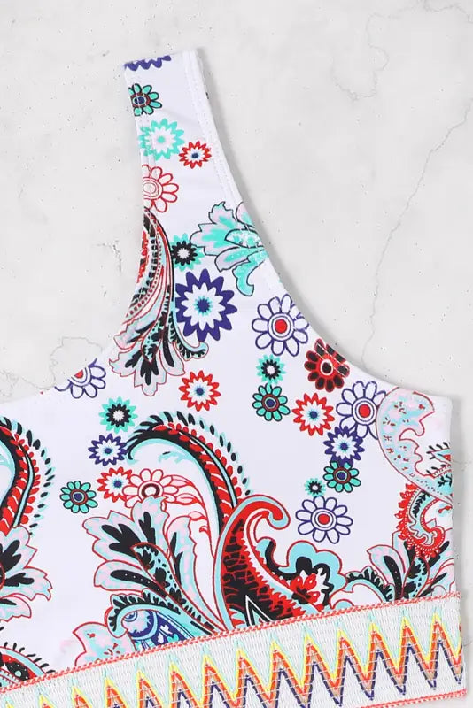 Paisley one-shoulder bikini