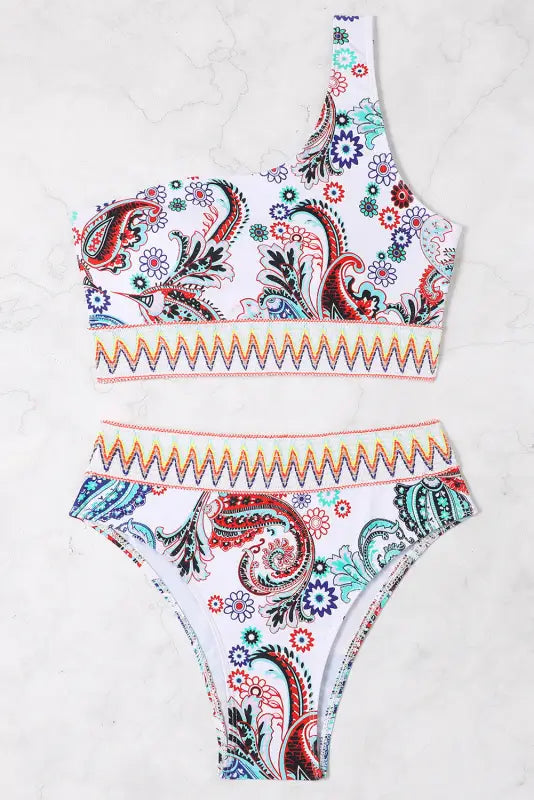 Paisley one-shoulder bikini