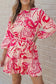 Paisley Printed Button Keyhole Back Belted Mini Dress - Fashionfitz