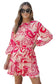 Paisley Printed Button Keyhole Back Belted Mini Dress - Fashionfitz