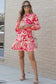 Paisley Printed Button Keyhole Back Belted Mini Dress - Fashionfitz
