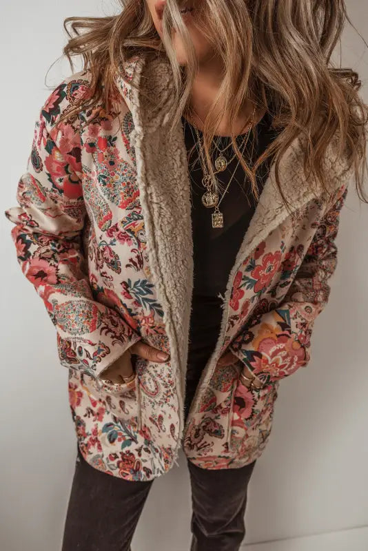 Paisley sherpa-lined hooded jacket | ladies winter jackets