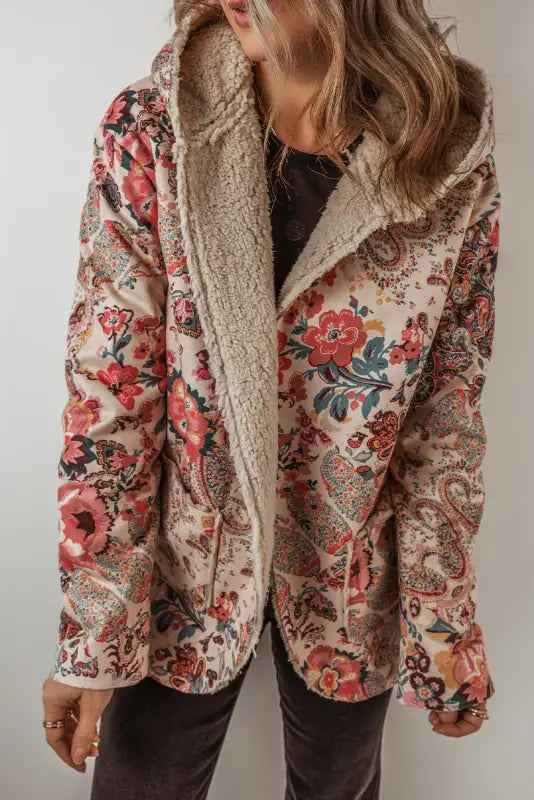 Paisley sherpa-lined hooded jacket | ladies winter jackets