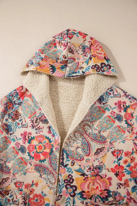 Paisley sherpa-lined hooded jacket | ladies winter jackets