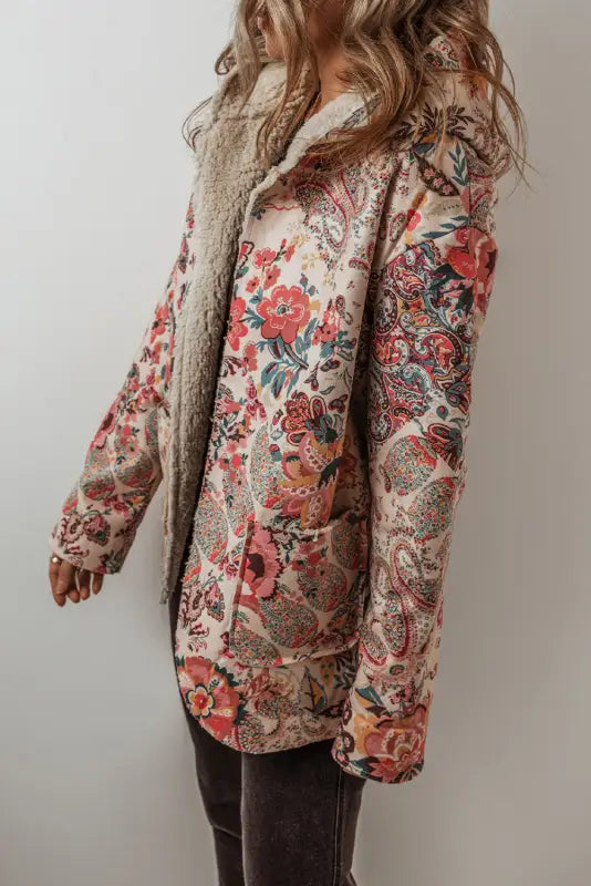 Paisley sherpa-lined hooded jacket | ladies winter jackets