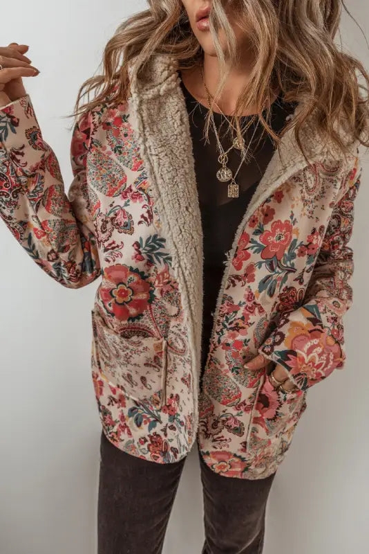 Paisley sherpa-lined hooded jacket | ladies winter jackets