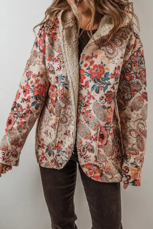 Paisley sherpa-lined hooded jacket | ladies winter jackets