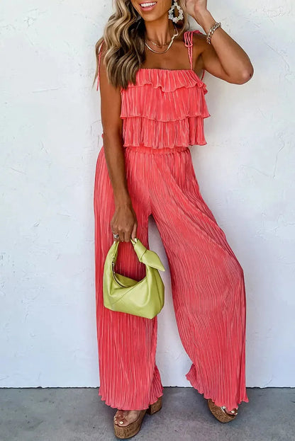 Ruffle Top and Wide Pants Set - Fashionfitz