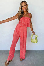 Ruffle Top and Wide Pants Set - Fashionfitz