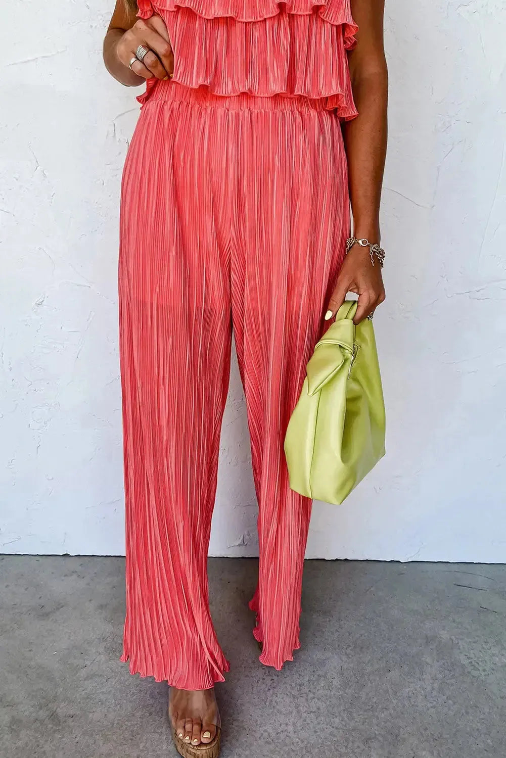 Ruffle Top and Wide Pants Set - Fashionfitz