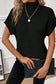 Pale Khaki Turtleneck Textured Short Sleeve Sweater - Fashionfitz