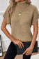 Pale Khaki Turtleneck Textured Short Sleeve Sweater - Fashionfitz