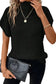 Pale Khaki Turtleneck Textured Short Sleeve Sweater - Fashionfitz