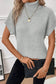 Pale Khaki Turtleneck Textured Short Sleeve Sweater - Fashionfitz