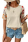 Parchment floral crochet short sleeve top - t-shirts