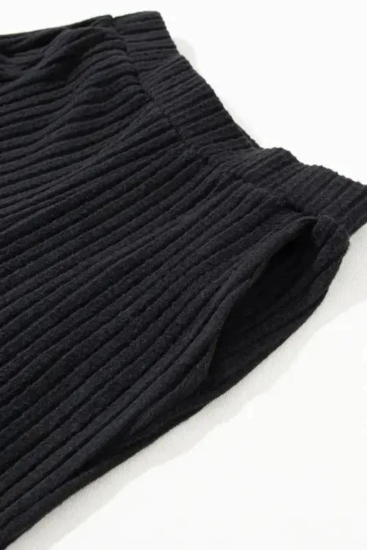 Parchment Plus Size Ribbed V Neck Pullover and Pants Set - Fashionfitz