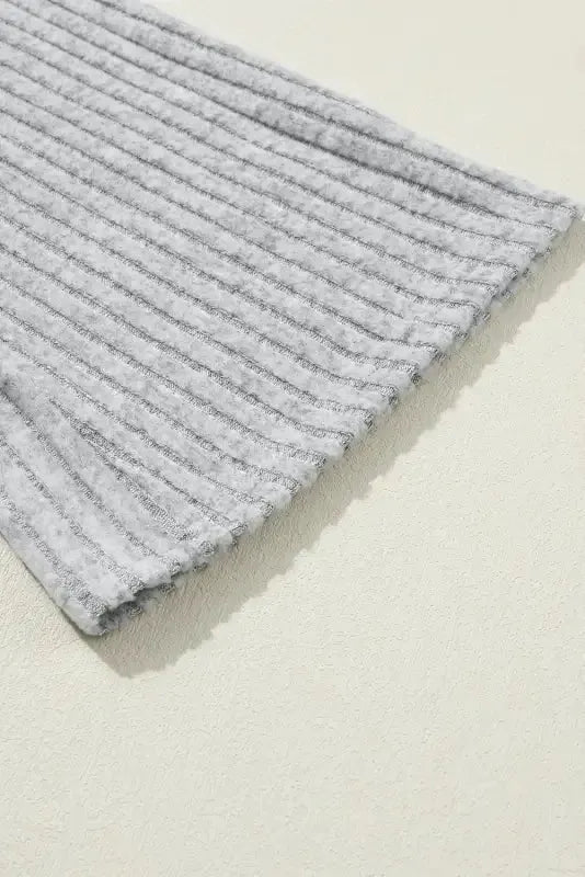 Parchment Plus Size Ribbed V Neck Pullover and Pants Set - Fashionfitz