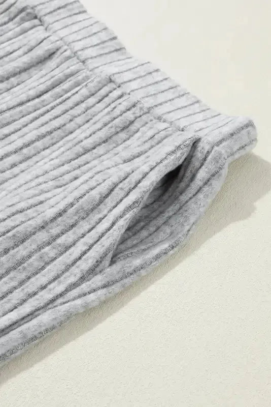 Parchment Plus Size Ribbed V Neck Pullover and Pants Set - Fashionfitz