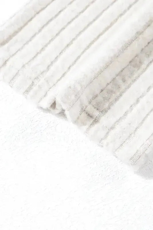 Parchment Plus Size Ribbed V Neck Pullover and Pants Set - Fashionfitz