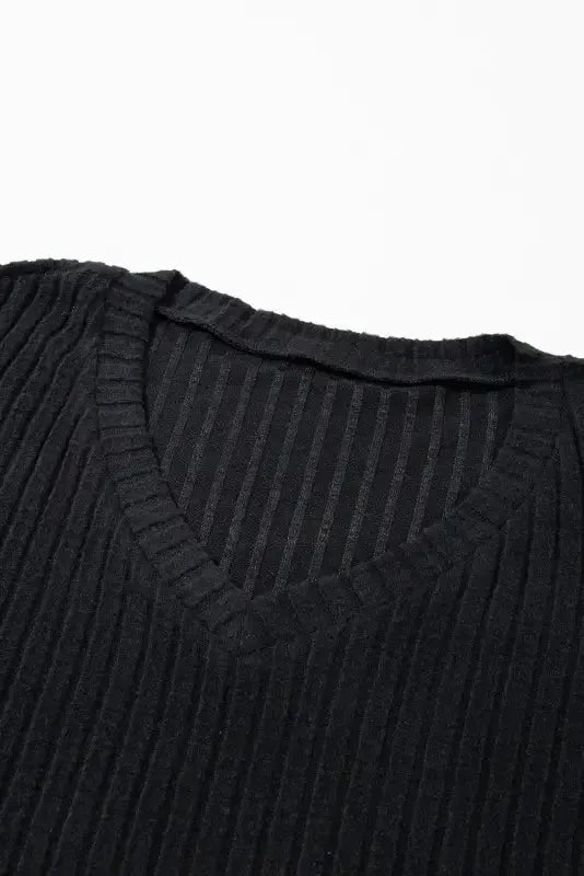 Parchment Plus Size Ribbed V Neck Pullover and Pants Set - Fashionfitz