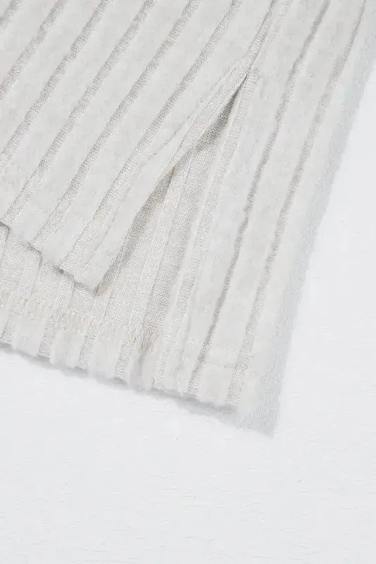 Parchment Plus Size Ribbed V Neck Pullover and Pants Set - Fashionfitz