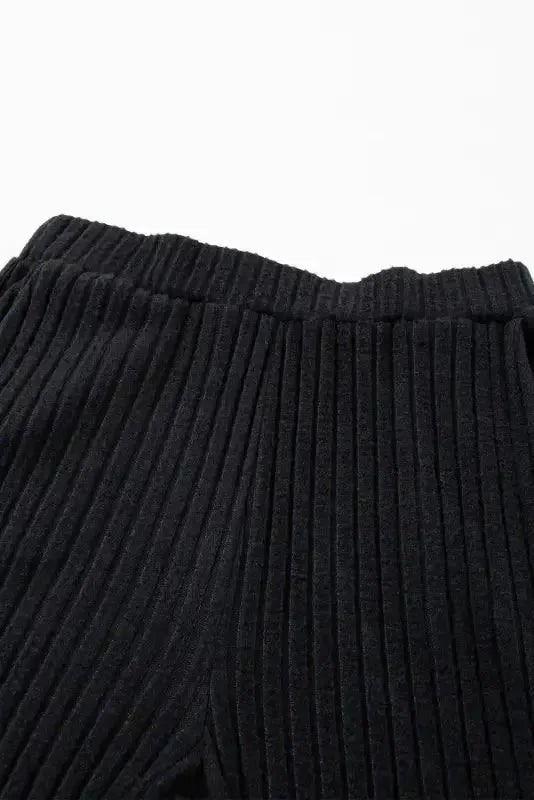 Parchment Plus Size Ribbed V Neck Pullover and Pants Set - Fashionfitz