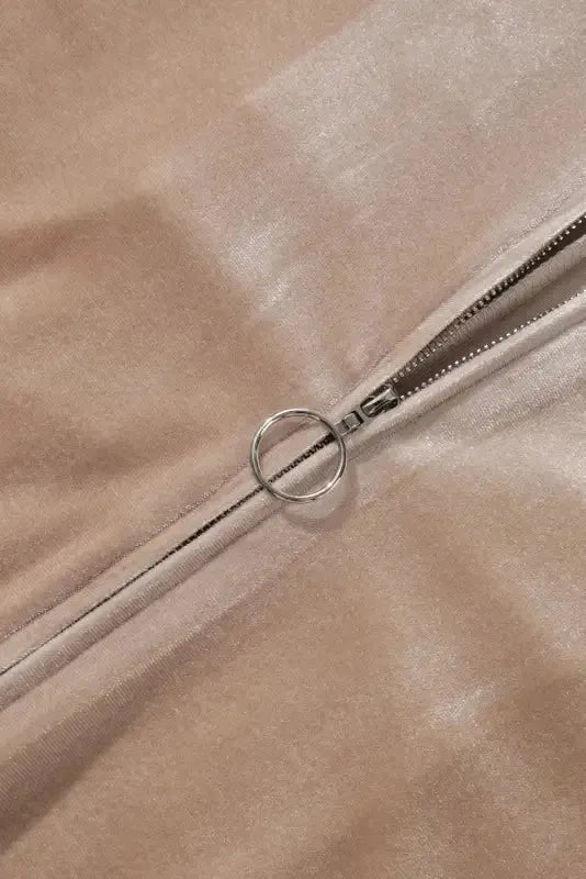 Parchment Velvet Zipped Top and Joggers Two Piece Set - Fashionfitz