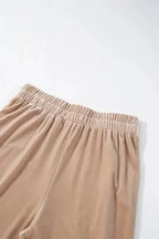 Parchment Velvet Zipped Top and Joggers Two Piece Set - Fashionfitz