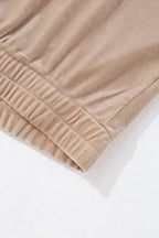 Parchment Velvet Zipped Top and Joggers Two Piece Set - Fashionfitz