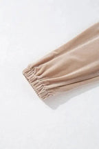 Parchment Velvet Zipped Top and Joggers Two Piece Set - Fashionfitz