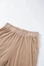 Parchment Velvet Zipped Top and Joggers Two Piece Set - Fashionfitz