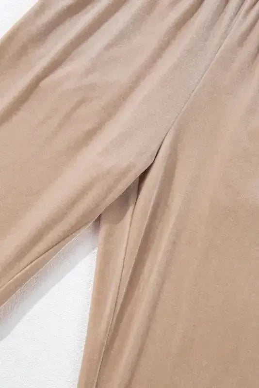 Parchment Velvet Zipped Top and Joggers Two Piece Set - Fashionfitz