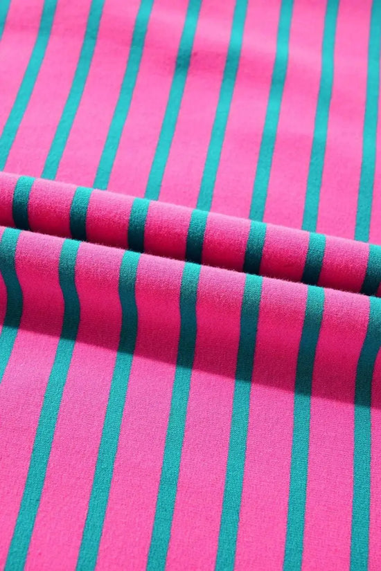T Shirt Dresses Parisian Stripe Collared Dress - Pink