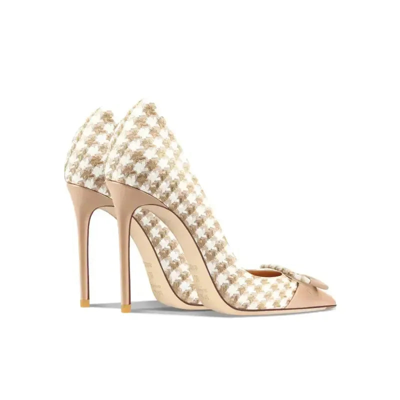 Black pointy party court heels paired with nude colourway comparison Fashionfitz UK