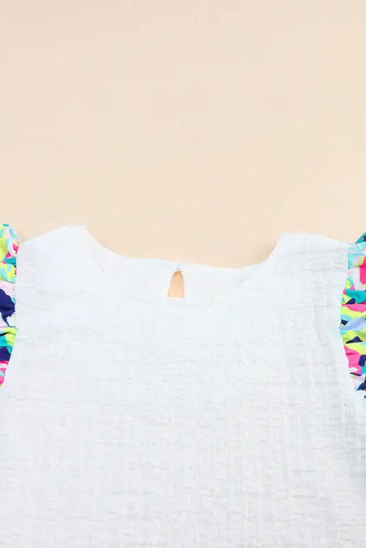 Pastel sleeves textured top - t-shirts