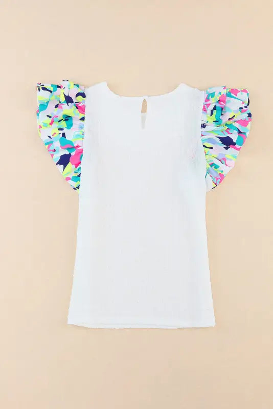 Pastel sleeves textured top - t-shirts