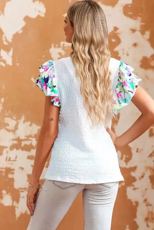 Pastel Sleeves Textured Top - Fashionfitz