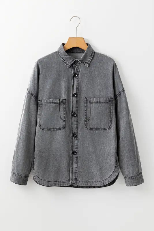 Patched pocket split denim jacket | trendy streetwear