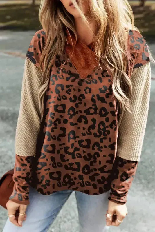 Patchwork Leopard Hoodie - Fashionfitz
