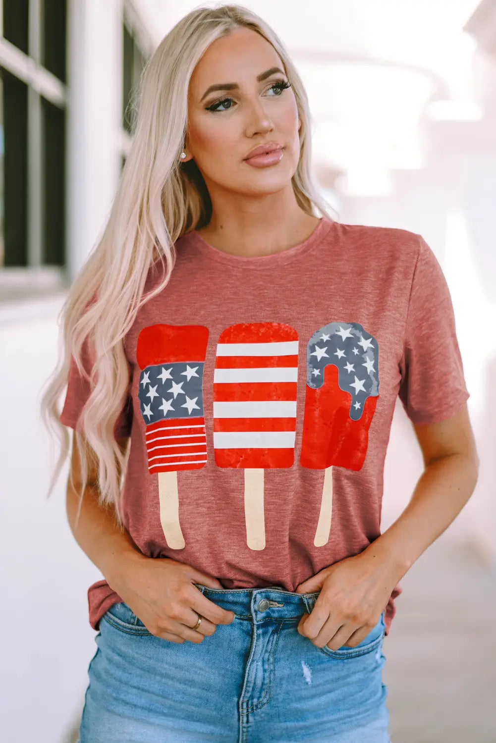 Patriotic popsicles short sleeve tee - red / s / 65% polyester + 25% viscose + 10% elastane - graphic t-shirts