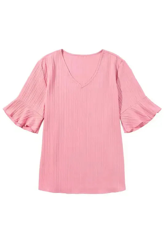 Peach Blossom Textured Plus Top - Fashionfitz