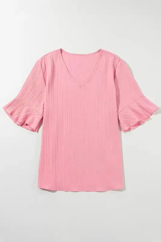 Peach Blossom Textured Plus Top - Fashionfitz