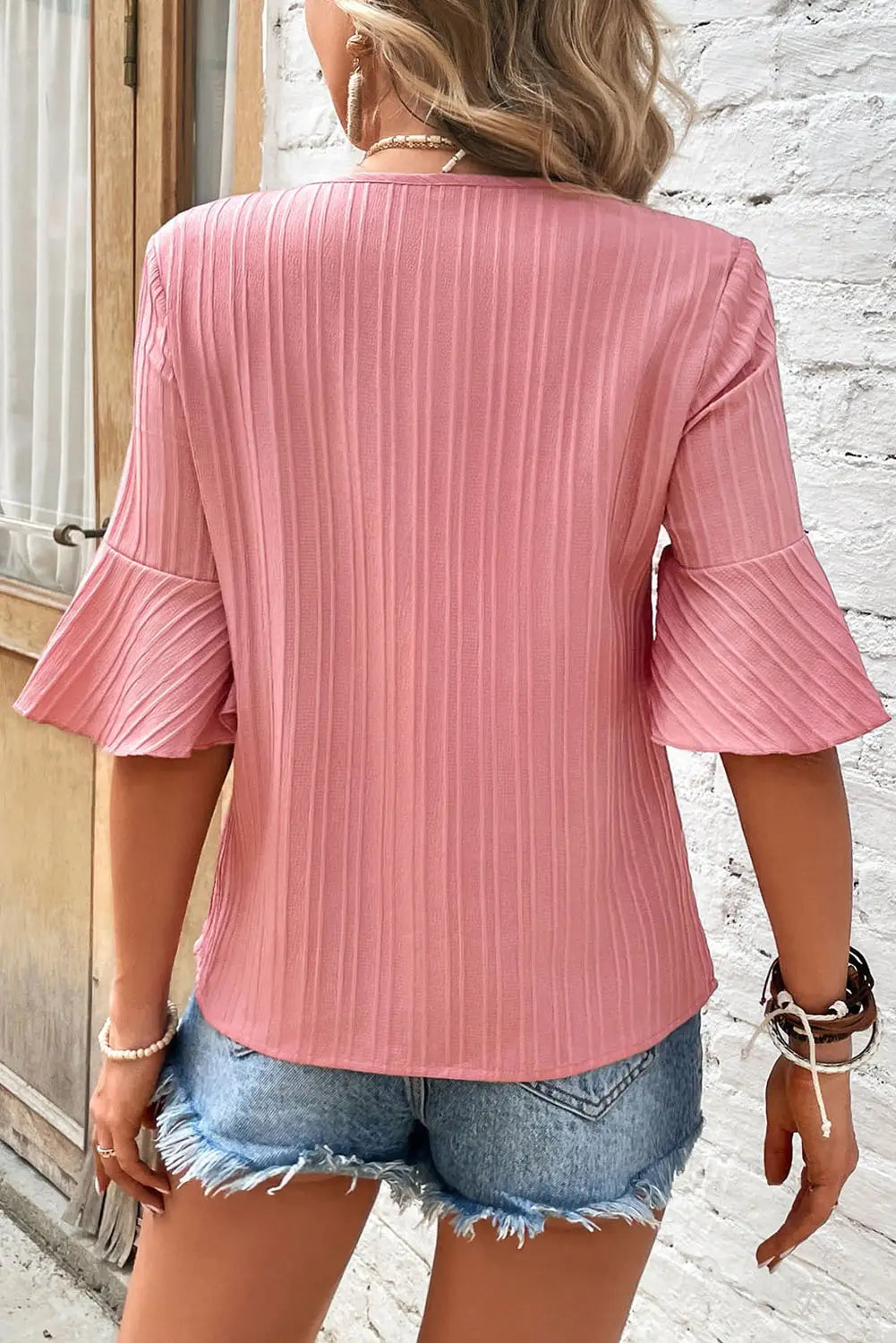 Peach blossom textured plus top - size/plus size tops/plus blouses & shirts