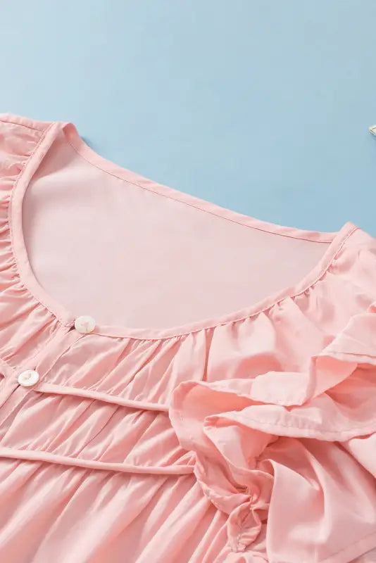 Peach shirring ruffle sleeve blouse - tops/blouses & shirts