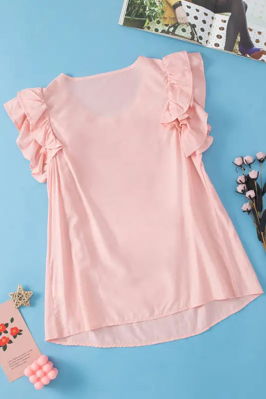 Peach shirring ruffle sleeve blouse - tops/blouses & shirts