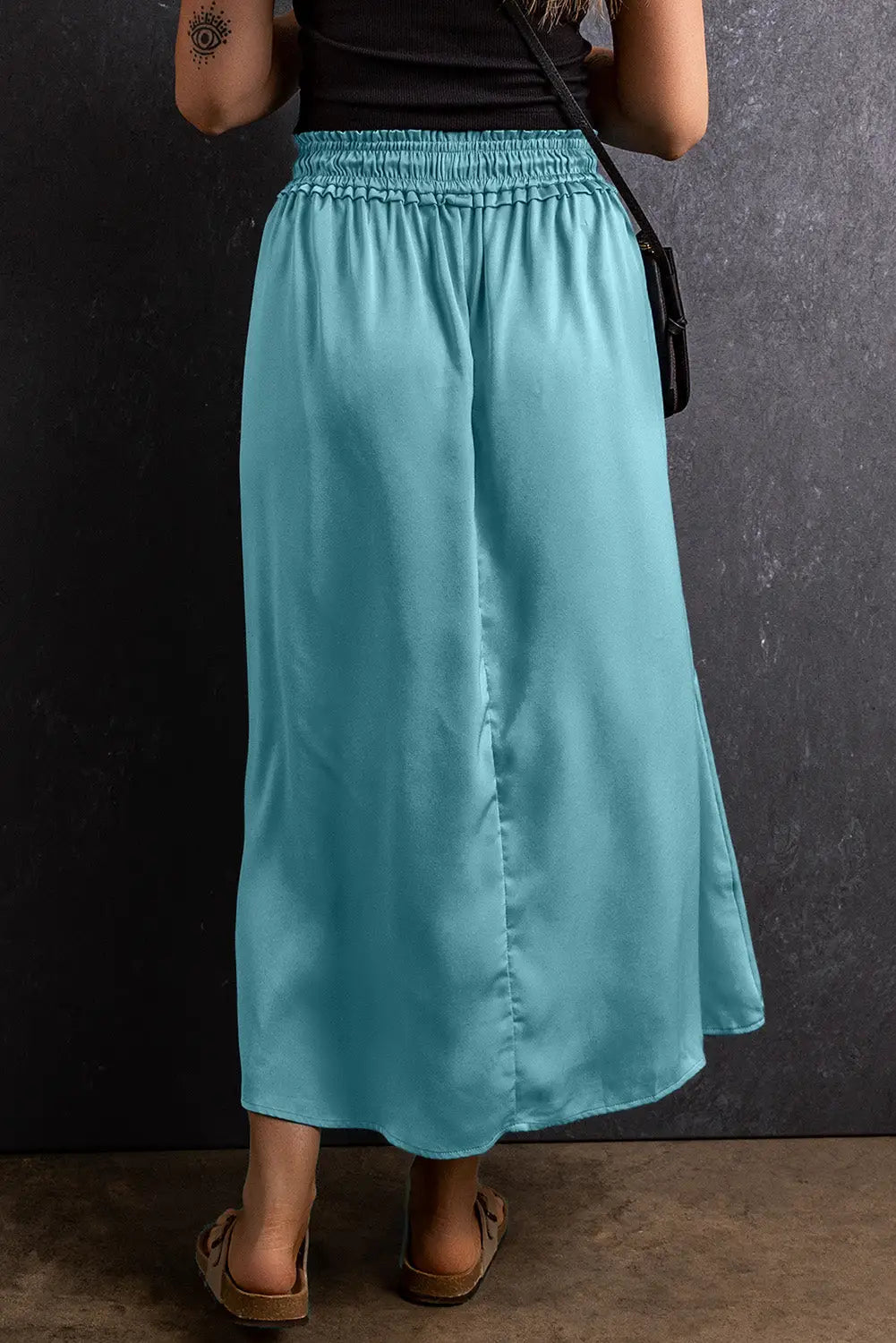 Peacock blue flowy long skirt - skirts