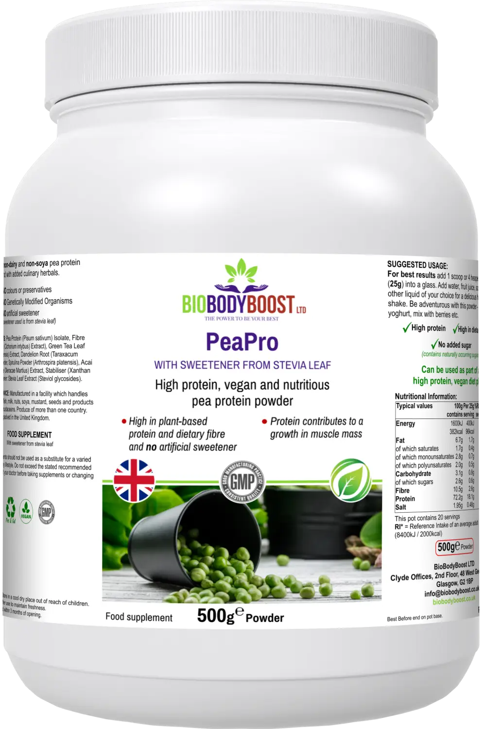 Peapro high protein fibre pea powder - nutrition drinks &