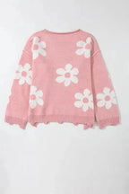 Pearl Beaded Floral Sweater - Fashionfitz