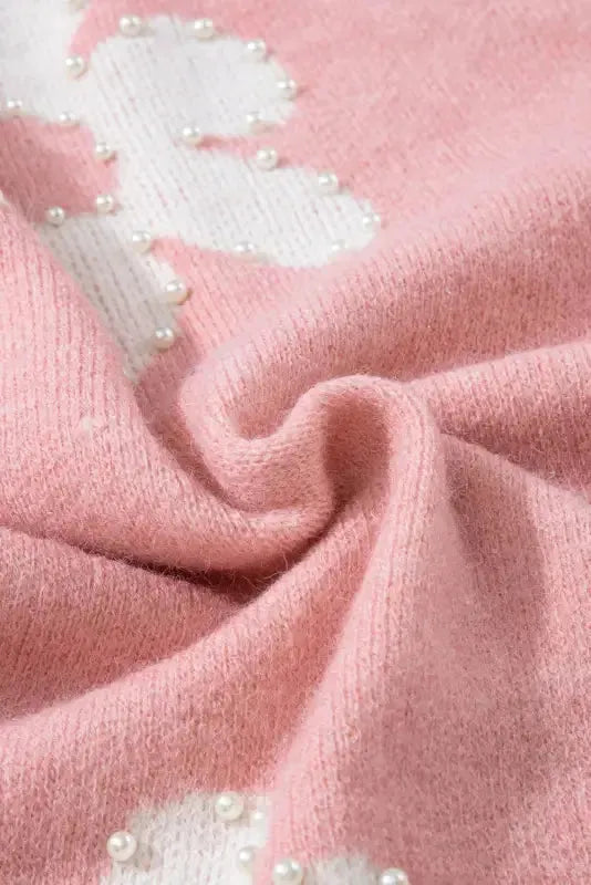 Pearl Beaded Floral Sweater - Fashionfitz