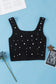 Black pearl sleeveless crop top - tops